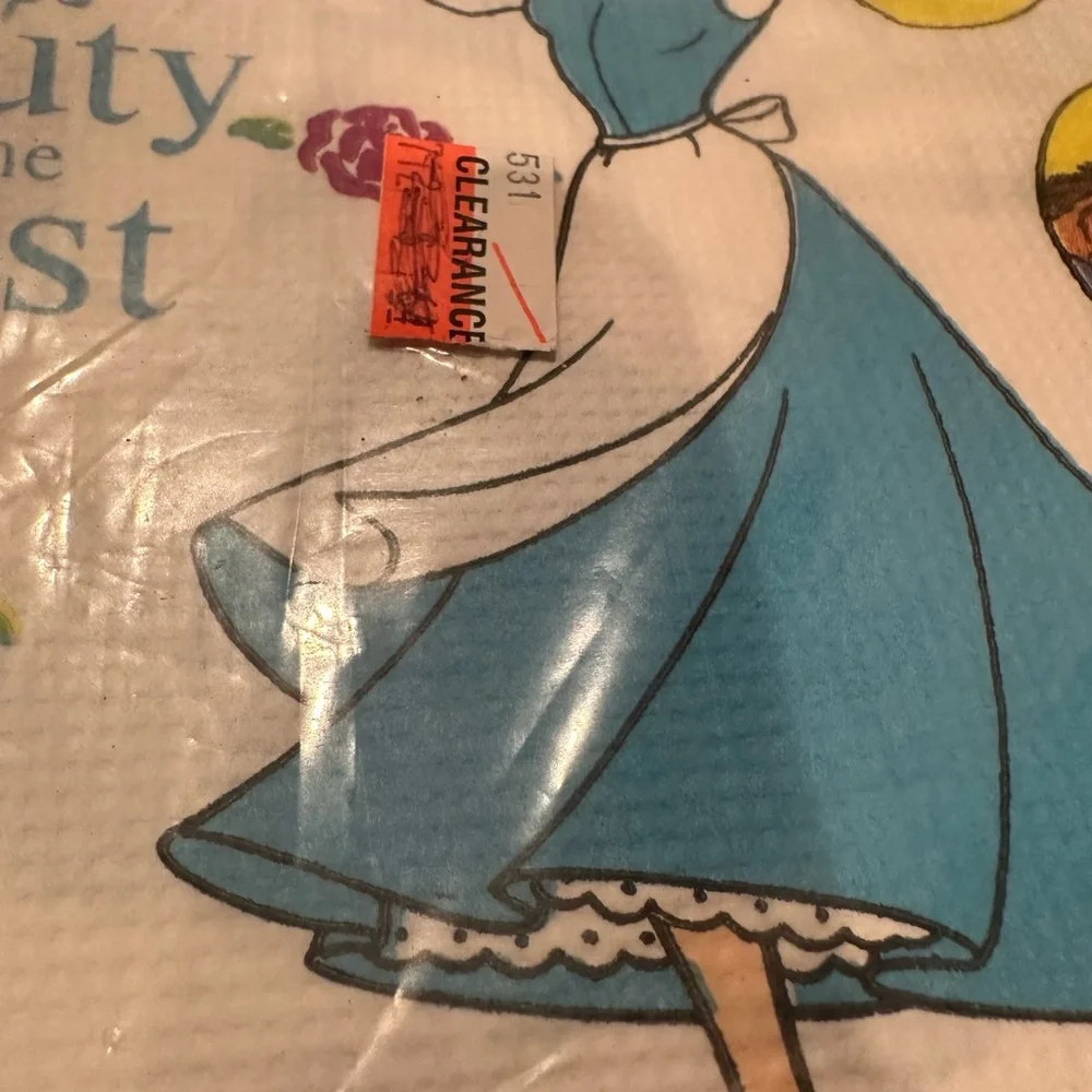Vintage Disney Beauty and the Beast Bedding Plastic Table Cover